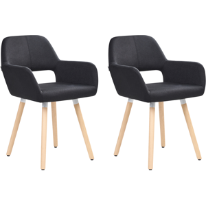 Beliani Set of 2 Dining Chairs - Black Fabric Upholstery - Modern Eclectic Style Beliani Set of 2 Dining Chairs - Black Fabric Upholstery - Modern Eclectic Style