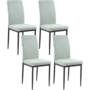 Beliani Set of 4 Dining Chairs RINER Fabric Light Green Beliani Set of 4 Dining Chairs RINER Fabric Light Green