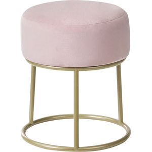 Beliani Velvet Pink Round Footstool - Footstool Beliani Velvet Pink Round Footstool - Footstool