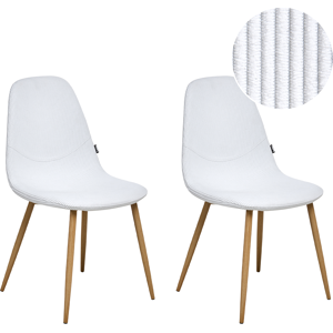 Beliani Set of 2 Dining Chairs HILDEN Corduroy White Beliani Set of 2 Dining Chairs HILDEN Corduroy White