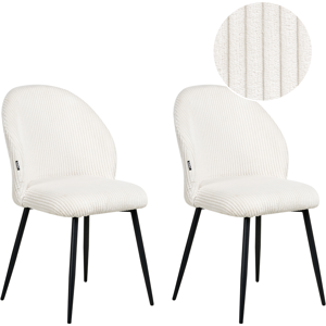 Beliani Set of 2 Dining Chairs ELOY Corduroy Off-White Beliani Set of 2 Dining Chairs ELOY Corduroy Off-White