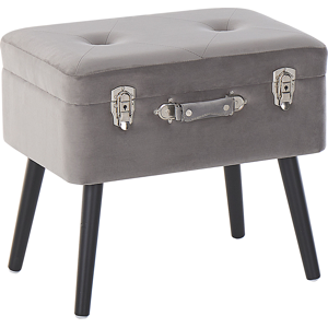 Beliani Storage Stool MALLARD Velvet Grey Beliani Storage Stool MALLARD Velvet Grey