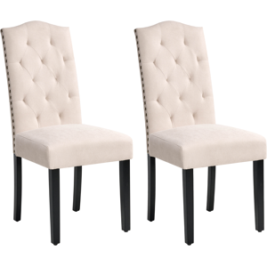 Beliani Set of 2 Dining Chairs SHIRLEY Fabric Light Beige Beliani Set of 2 Dining Chairs SHIRLEY Fabric Light Beige