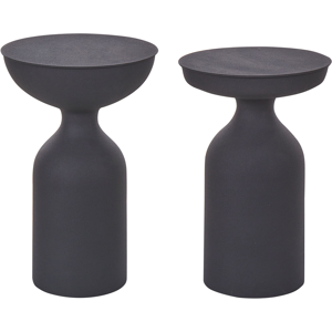 Beliani Set of 2 Side Tables COTA/TENJO Metal Black Beliani Set of 2 Side Tables COTA/TENJO Metal Black