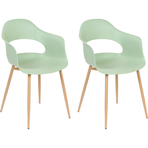 Beliani Set of 2 Dining Chairs Light Green - Dining Chairs Beliani Set of 2 Dining Chairs Light Green - Dining Chairs