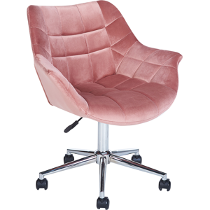 Beliani Desk Chair LABELLE Velvet Pink Beliani Desk Chair LABELLE Velvet Pink