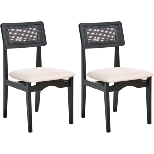Beliani Set of 2 Dining Chairs RUBONIA Wood Black Beliani Set of 2 Dining Chairs RUBONIA Wood Black