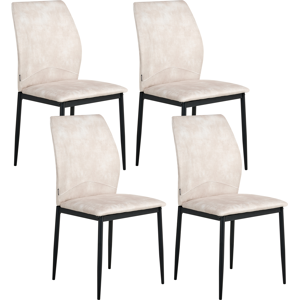 Beliani Set of 4 Dining Chairs ROCHEPORT Fabric Light Beige Beliani Set of 4 Dining Chairs ROCHEPORT Fabric Light Beige