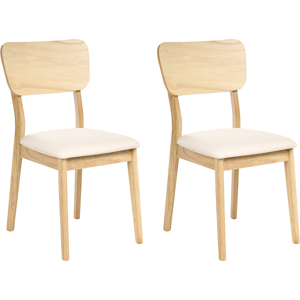 Beliani Set of 2 Dining Chairs MINIER Wood Light Brown/ Beige Beliani Set of 2 Dining Chairs MINIER Wood Light Brown/ Beige