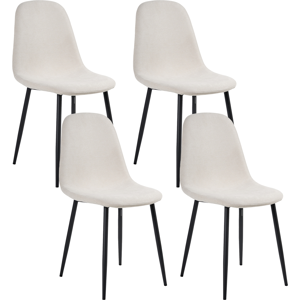 Beliani Set of 4 Dining Chairs CRANDALL Fabric Light Beige Beliani Set of 4 Dining Chairs CRANDALL Fabric Light Beige