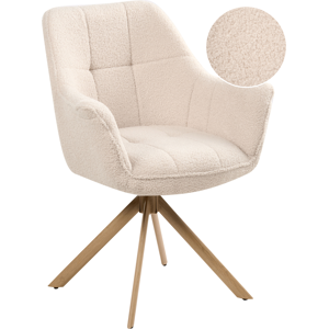 Beliani Dining Chair Swivel HAYDEN Boucle Light Beige Beliani Dining Chair Swivel HAYDEN Boucle Light Beige