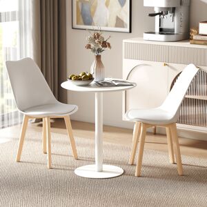(White) HOMCOM Dining Table, 60 cm Round Kitchen Table for 2 with Steel Base (White) HOMCOM Dining Table, 60 cm Round Kitchen Table for 2 with Steel Base