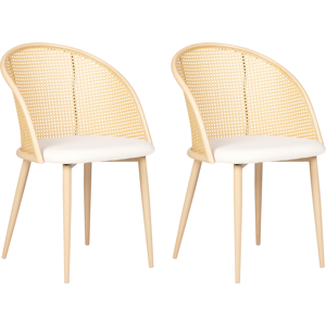 Beliani Set of 2 Accent Dining Chairs - Retro Metal & Fabric Beliani Set of 2 Accent Dining Chairs - Retro Metal & Fabric