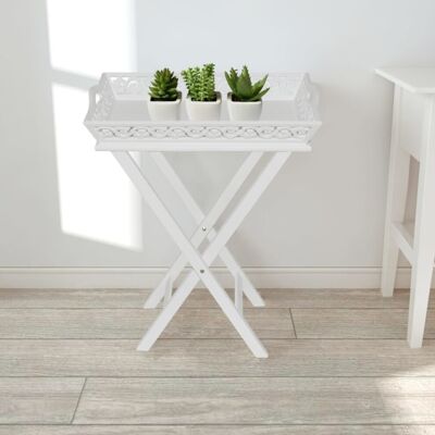 vidaXL White Tray Pot Side Table - Side Table vidaXL White Tray Pot Side Table - Side Table