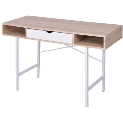 vidaXL Desk with 1 Drawer Oak and White Office Workstation Computer Table vidaXL Desk with 1 Drawer Oak and White Office Workstation Computer Table