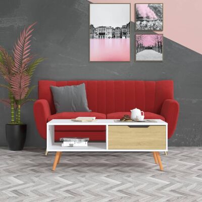 vidaXL - White & Sonoma Oak - 100x49.5x43 cm - Coffee Table vidaXL - White & Sonoma Oak - 100x49.5x43 cm - Coffee Table