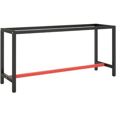 vidaXL Work Bench Frame Matte Black and Matte Red Metal Table Bracket Base vidaXL Work Bench Frame Matte Black and Matte Red Metal Table Bracket Base