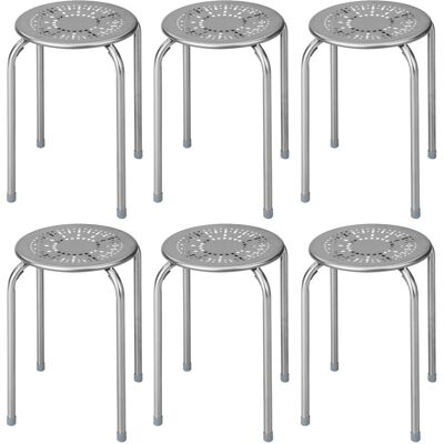 Costway 6PCS Stacking Round Bar Stool Kitchen Nesting Stool Dining Chair Grey Costway 6PCS Stacking Round Bar Stool Kitchen Nesting Stool Dining Chair Grey