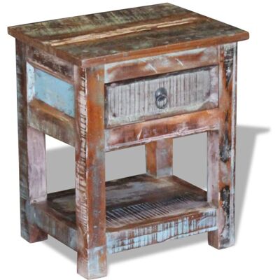 vidaXL Side Table with 1 Drawer Solid Reclaimed Wood - Side Table vidaXL Side Table with 1 Drawer Solid Reclaimed Wood - Side Table