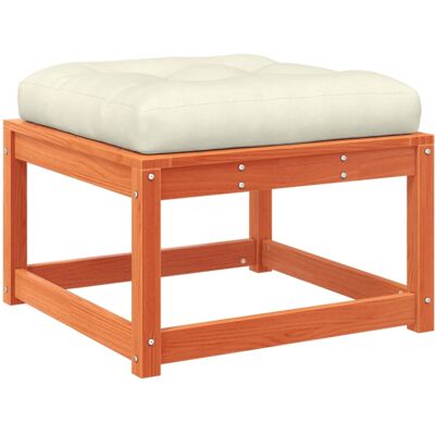 vidaXL Garden Footstool with Cushions - Solid Pine Wood - Brown - Garden Footstool vidaXL Garden Footstool with Cushions - Solid Pine Wood - Brown - Garden Footstool