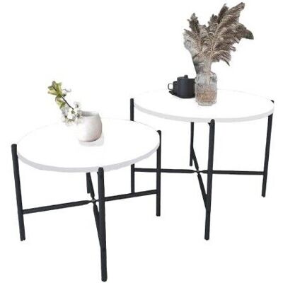 URBN Living - Round Nesting Tables - White - Wood - Table URBN Living - Round Nesting Tables - White - Wood - Table