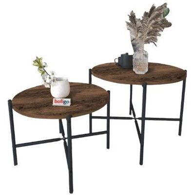 URBN Living - Burnt Oak Round Nesting - 2-Piece - Table URBN Living - Burnt Oak Round Nesting - 2-Piece - Table