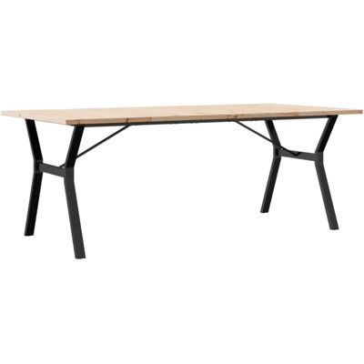 vidaXL Y-Frame Dining Table Solid Pine and Steel - Dining Table vidaXL Y-Frame Dining Table Solid Pine and Steel - Dining Table