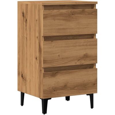vidaXL 40x35x69 cm Bed Cabinet with Metal Legs - Artisan Oak vidaXL 40x35x69 cm Bed Cabinet with Metal Legs - Artisan Oak