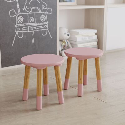 URBN Living - Kids Round Stool - Pink - Wood - Stool URBN Living - Kids Round Stool - Pink - Wood - Stool