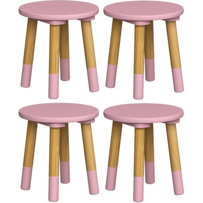 URBN Living - Kids Wooden Stool - Pink - Round - Stool URBN Living - Kids Wooden Stool - Pink - Round - Stool