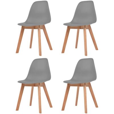 vidaXL Grey Plastic Dining Chairs Set of 4 - Dining Chairs vidaXL Grey Plastic Dining Chairs Set of 4 - Dining Chairs