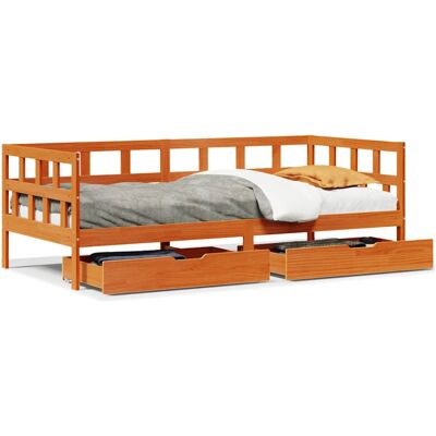 vidaXL Daybed with Drawers - Solid Wood Pine - 90x200 cm - Sofa Bed vidaXL Daybed with Drawers - Solid Wood Pine - 90x200 cm - Sofa Bed