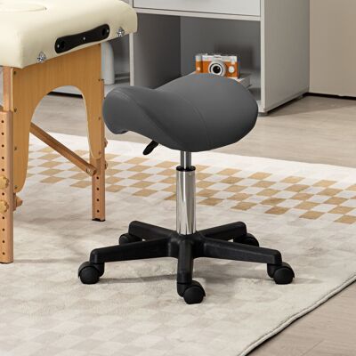 HOMCOM Saddle Stool Adjustable Rolling Salon Chair for Massage Spa Beauty Grey HOMCOM Saddle Stool Adjustable Rolling Salon Chair for Massage Spa Beauty Grey