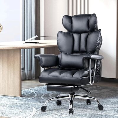 Bigzzia - Chair - Leather - Black - Office Chair Bigzzia - Chair - Leather - Black - Office Chair