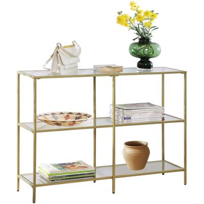 VASAGLE Gold Glass Console Table - Modern Design VASAGLE Gold Glass Console Table - Modern Design
