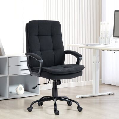 (Black) HOMCOM Office Chair, Computer Desk Chair with Dual-Layer Padding (Black) HOMCOM Office Chair, Computer Desk Chair with Dual-Layer Padding