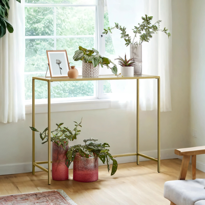 VASAGLE - LGT26G - Gold - Glass top console table VASAGLE - LGT26G - Gold - Glass top console table