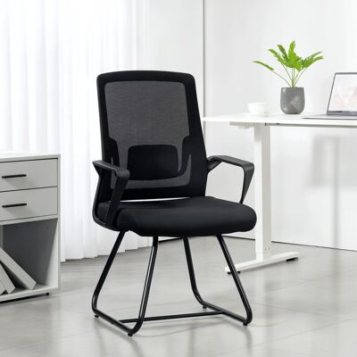 HOMCOM Desk Chair No Wheels, Meeting Chair with Mesh Back for Waiting Room HOMCOM Desk Chair No Wheels, Meeting Chair with Mesh Back for Waiting Room