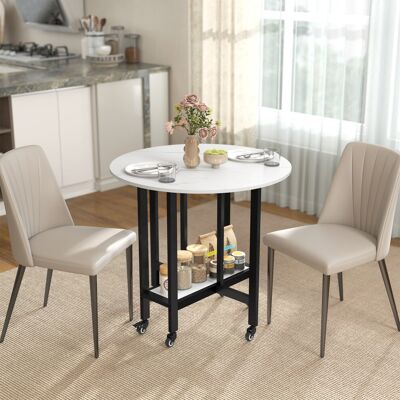 HOMCOM Folding Dining Table, Drop Leaf Table with Open Shelf, White Marble HOMCOM Folding Dining Table, Drop Leaf Table with Open Shelf, White Marble