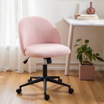 HOMCOM Desk Chair, Fluffy Swivel Office Chair for Makeup Vanity, Light Pink HOMCOM Desk Chair, Fluffy Swivel Office Chair for Makeup Vanity, Light Pink