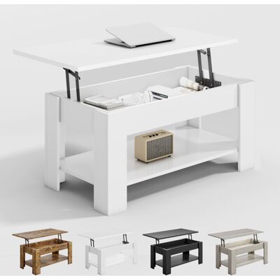 MCC Lift-Top Coffee Table with Hidden Storage & Open Shelf CARTER WHITE MCC Lift-Top Coffee Table with Hidden Storage & Open Shelf CARTER WHITE