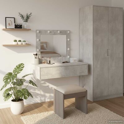 vidaXL Grey Rectangular Makeup Vanity - Vanity unit vidaXL Grey Rectangular Makeup Vanity - Vanity unit