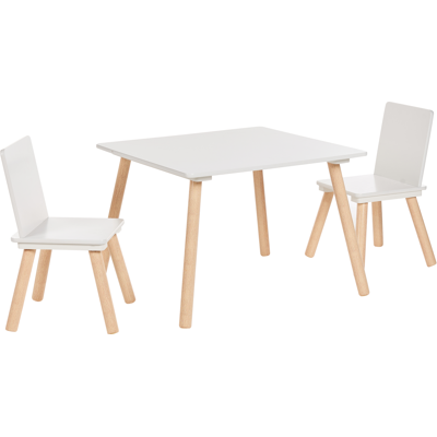 Beliani - Children’s Furniture Set - White & Light Wood - 2-Seater Beliani - Children’s Furniture Set - White & Light Wood - 2-Seater