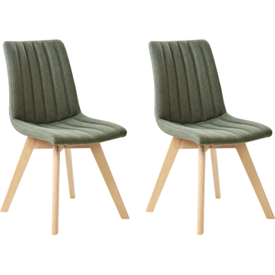 Beliani Calgary II - 2 dining chairs, green, fabric, wood legs Beliani Calgary II - 2 dining chairs, green, fabric, wood legs