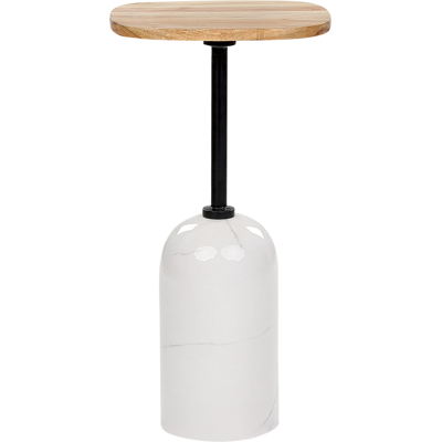 Beliani Side Table Light Wood White Metal Base Modern End Table Beliani Side Table Light Wood White Metal Base Modern End Table