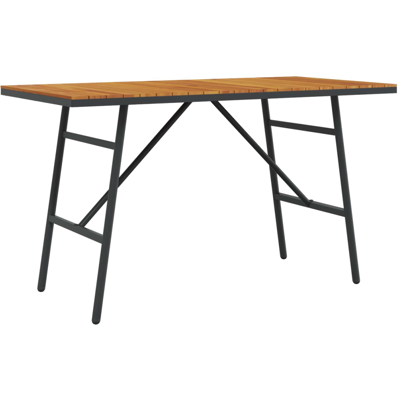 vidaXL Brown Dining Table - Solid Acacia Wood, Steel, 110x55x62cm vidaXL Brown Dining Table - Solid Acacia Wood, Steel, 110x55x62cm