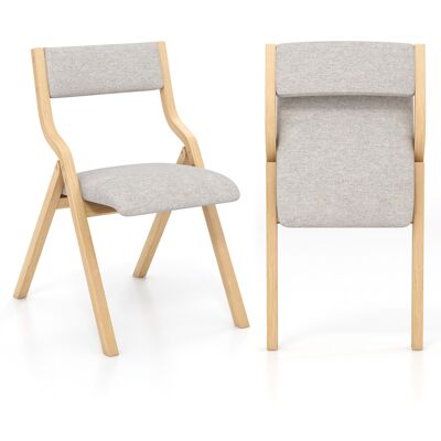Costway Wooden Upholstered Dining Chairs Set of 2 Folding Accent Guests Chair Costway Wooden Upholstered Dining Chairs Set of 2 Folding Accent Guests Chair