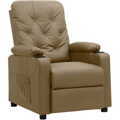 vidaXL Recliner Armchair - Cappuccino Synthetic Leather - Reclining Armchair vidaXL Recliner Armchair - Cappuccino Synthetic Leather - Reclining Armchair