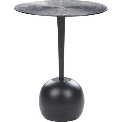 Beliani EUCLA Black Side Table - Round Carved Top Modern Minimalist Beliani EUCLA Black Side Table - Round Carved Top Modern Minimalist