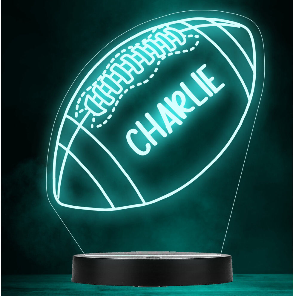 The Card Zoo Rugby Ball Boy Sport Hobby Game Personalised Gift Colour Change Lamp Night Light